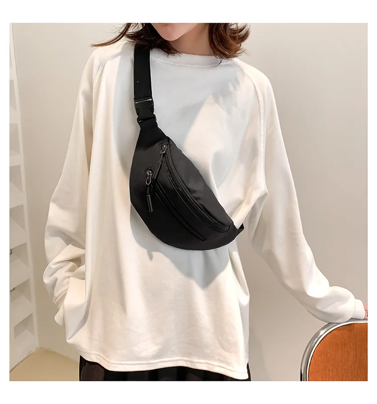 Outdoor Fashionable Nylon Utility Fanny Packs Waist Zipper Bag For Women With Custom Logo