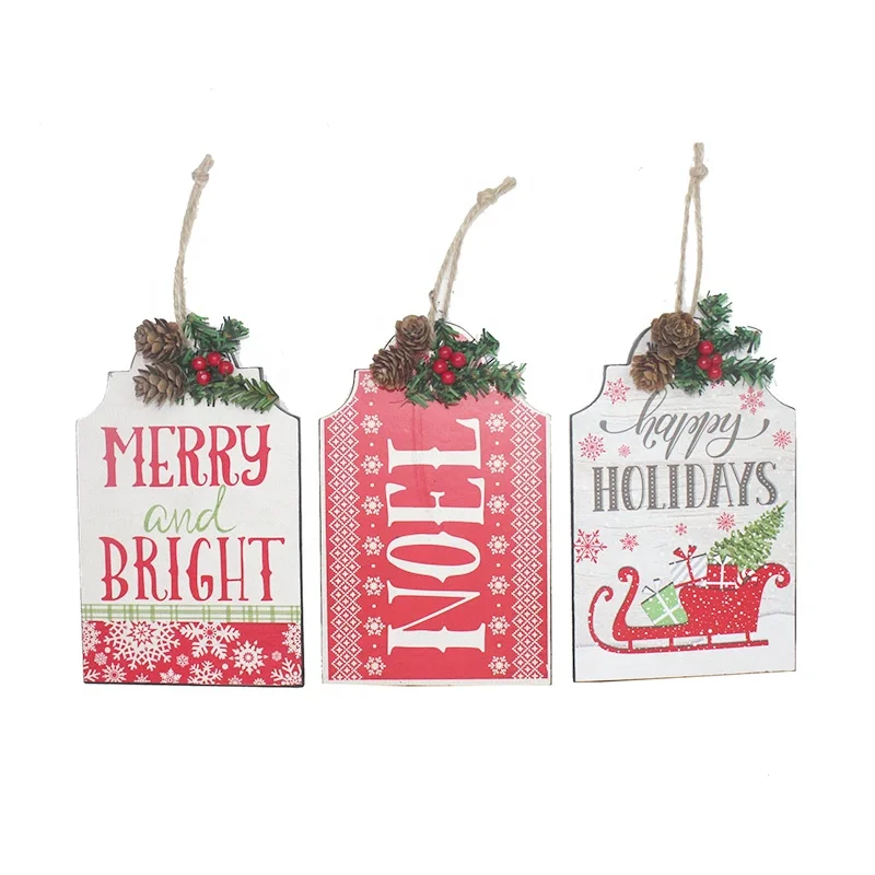 Деревянная Рождественская Праздничная бирка деревянный знак Прикрепленный настоящий лист