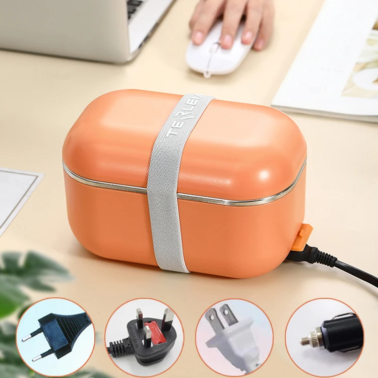 High Quality Modern Usb Electric Bento Lunch Box Heater Heating Food Portable Food Warmer Container Stainless Steel For Men