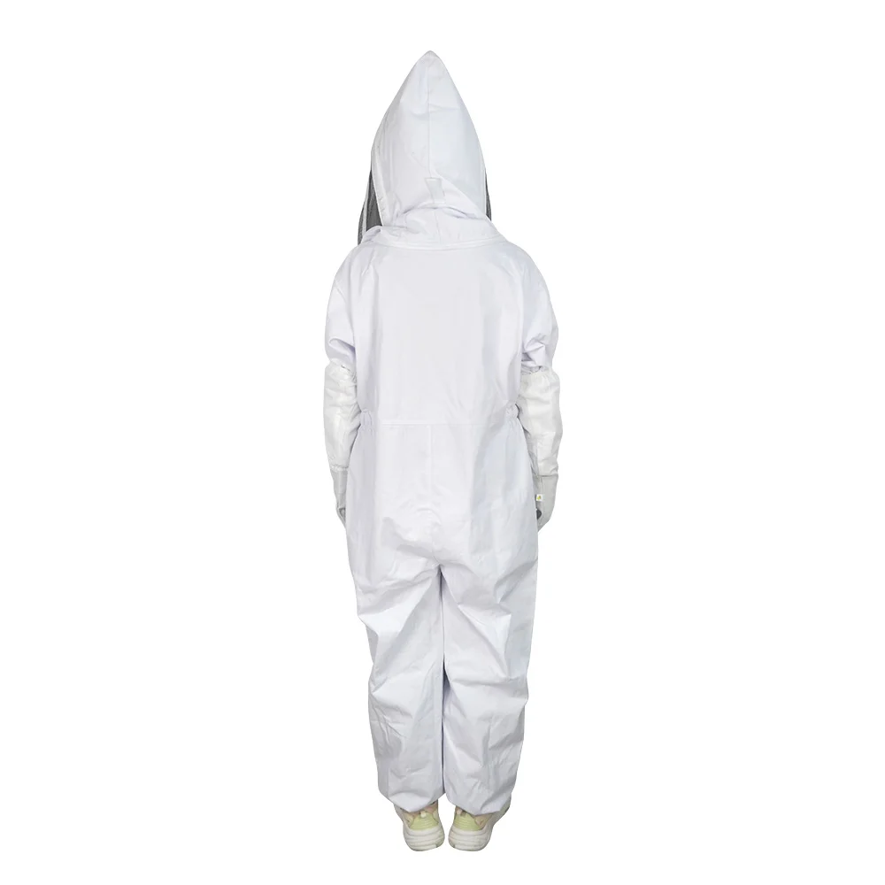 Ventilated Beekeeping Suit with Round Veil and zipper L Size Cotton Bee Suit
