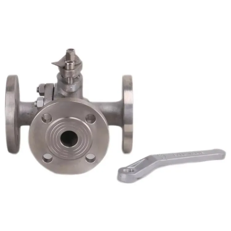 Flange or threaded stainless steel three-way ball valve with switch water diverter valve