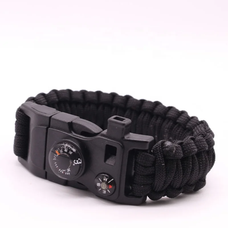 Tactical Whistle Survival Bracelet Thermometer Compass Paracord Bracelet With Multi Tools