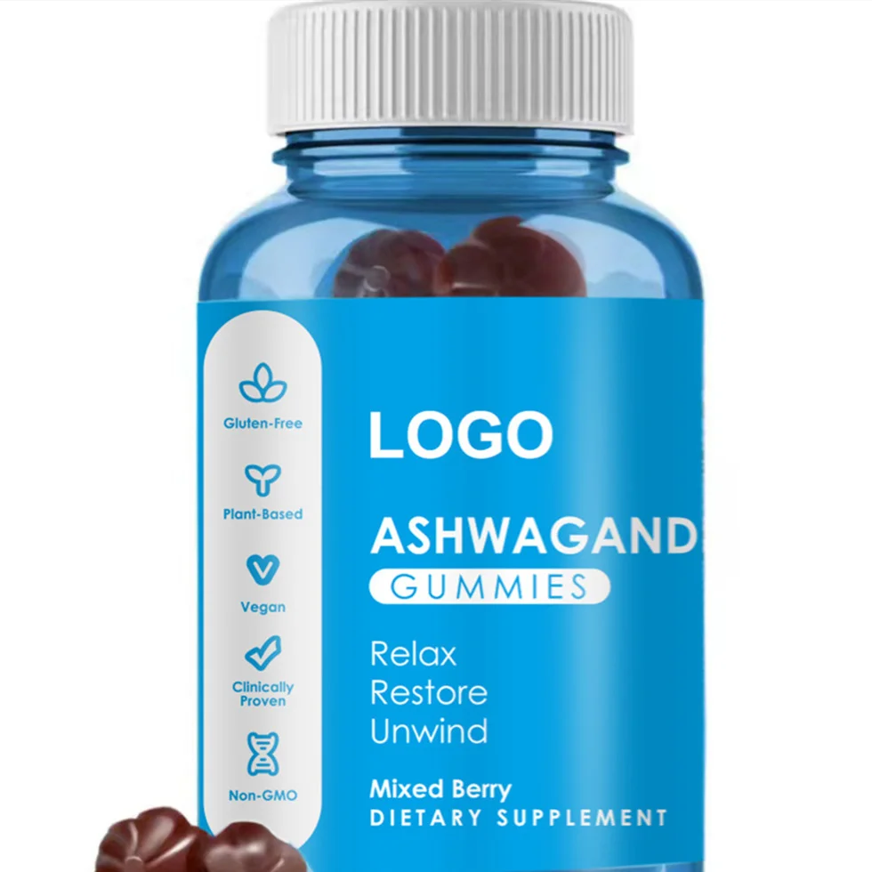 Private Label ashwagandha gummies with vitamin d2 turmeric l-theanine sleeping gummies