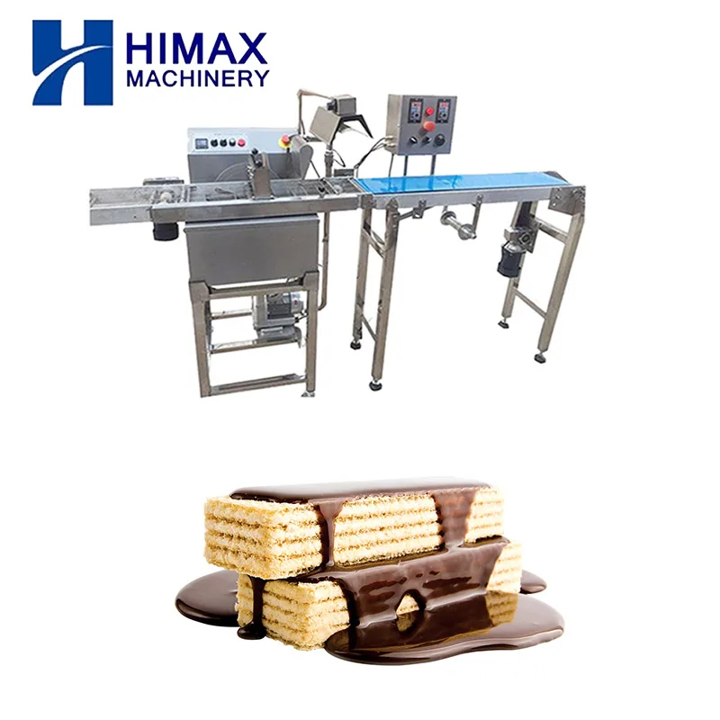 CE small auto chocolate tempering coating enrobing machine for cake candy bar fruit biscuits