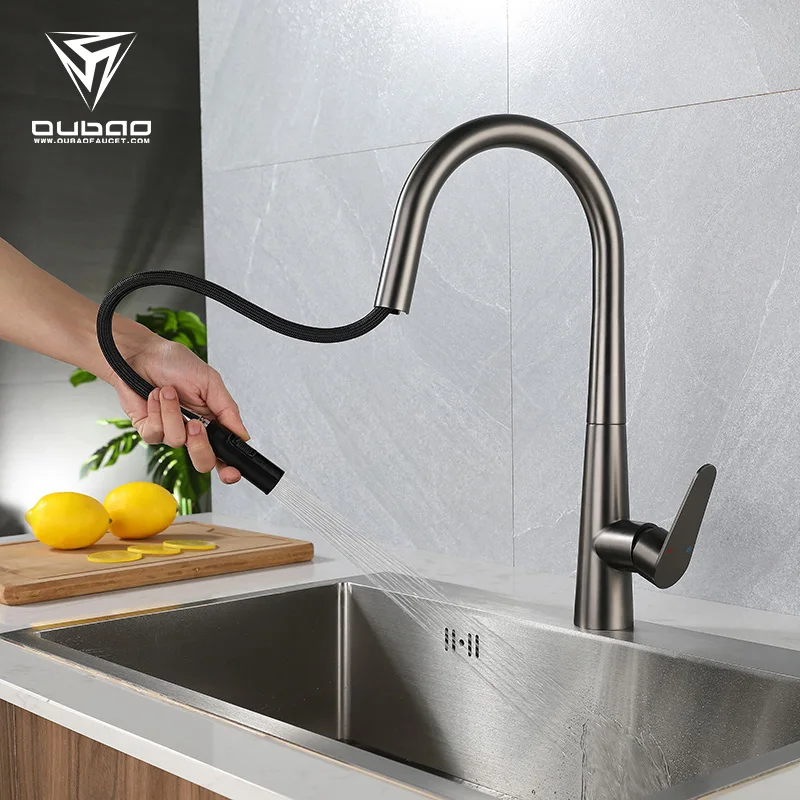 Stainless Steel Ceramics Multi-Function Pull Down Spray Sink Mixer Kitchen Tap Kitchen Faucet