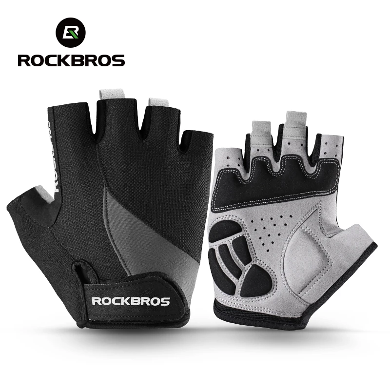 Велосипедные перчатки ROCKBROS для мужчин и женщин Нескользящие дышащие спортивные с открытыми пальцами защита от пота горных велосипедов