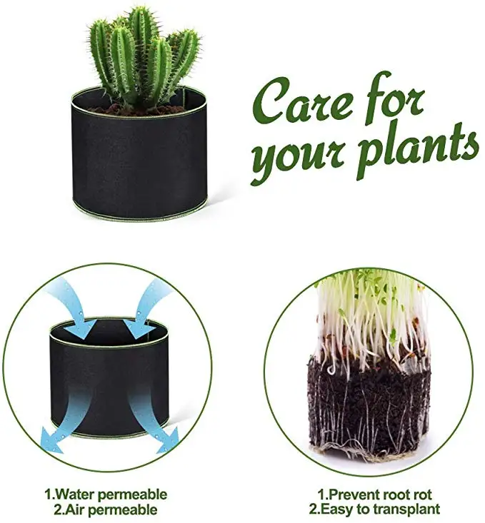 1/3/5/7/10 Gallon Biodegradable geotextile planting garden fabric grow bags for plants