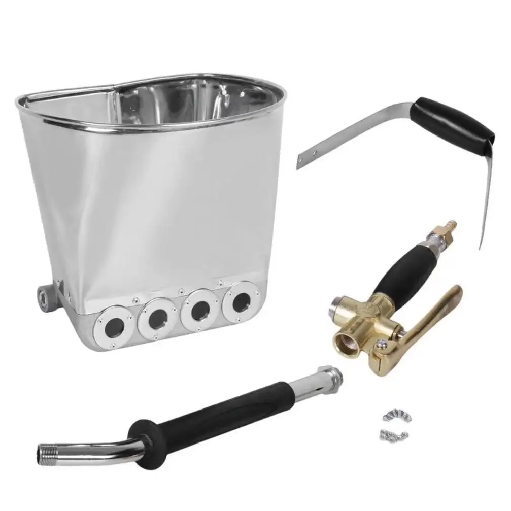 DAQI Stucco Sprayer Wall Plaster Sprayer Cement Mortar Spray Gun Hopper Tool,with Compressor Connection kit 4 Jet Pneumatic