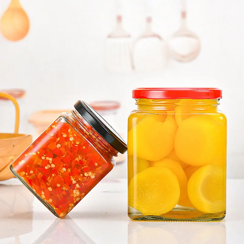 Wholesale Glass Square Multi-functional Honey Bottle Pickles Chili Sauce Jam Special Jar Glass Empty Bottle