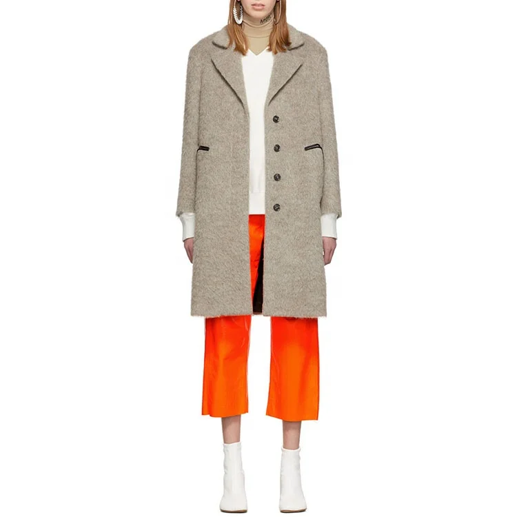 Winter latest fashion design high quality custom beige wool coat for women