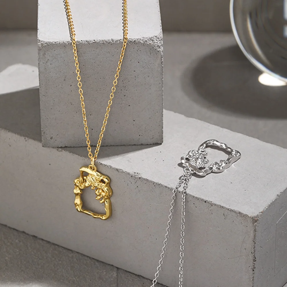 Fashion Jewelry Pendants Irregularly Charms With Chain Sterling Silver 925 18K Gold Plated Jewelry Collares Waterproof Necklace