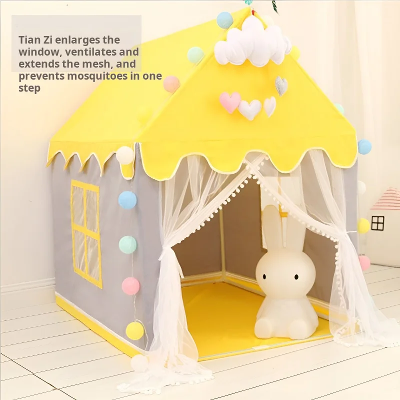 Luxury Ventilated Mesh Pink Kids Playhouse Indoor Princess Castle Kids Teepee Tent for Baby