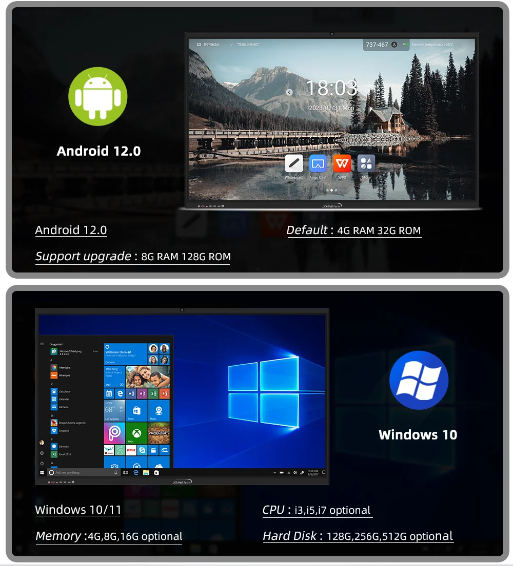 65/75/86/100 Inch 4K  MultiTouch Interactive Smart Flat Panels for Classrooms and Collaborative Learning Interactive Whiteboard