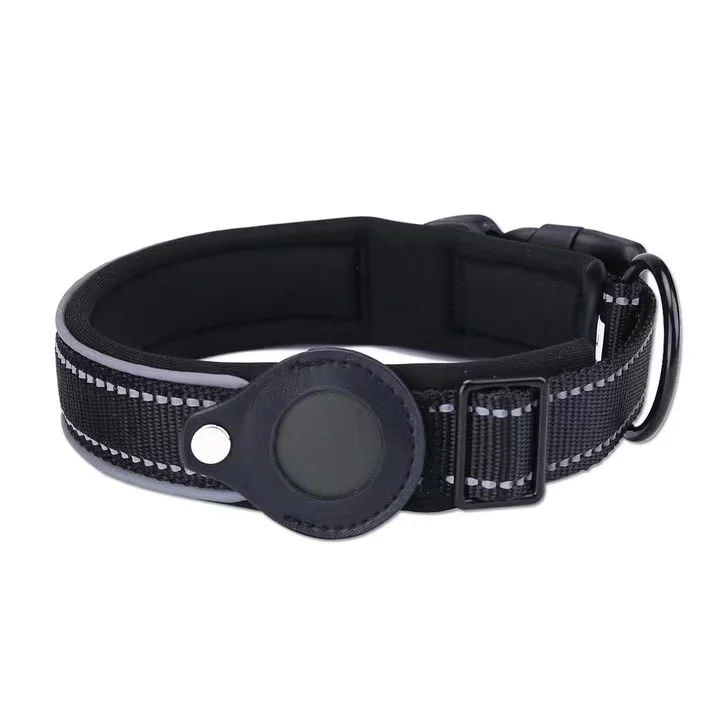 High Quality Airtag Adjustable Nylon Led  Dog Pet Necklace Light Training Collar For Pet Dog