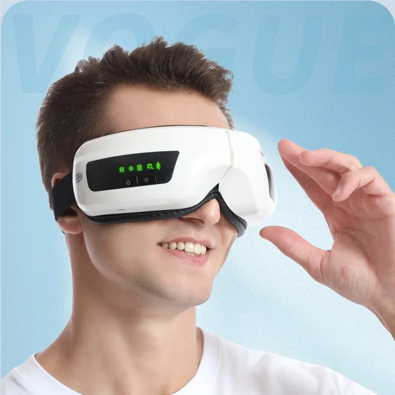 Eye dark circles strain reduce massage equipment air pressure vibrating heat compress electric foldable music eye massager