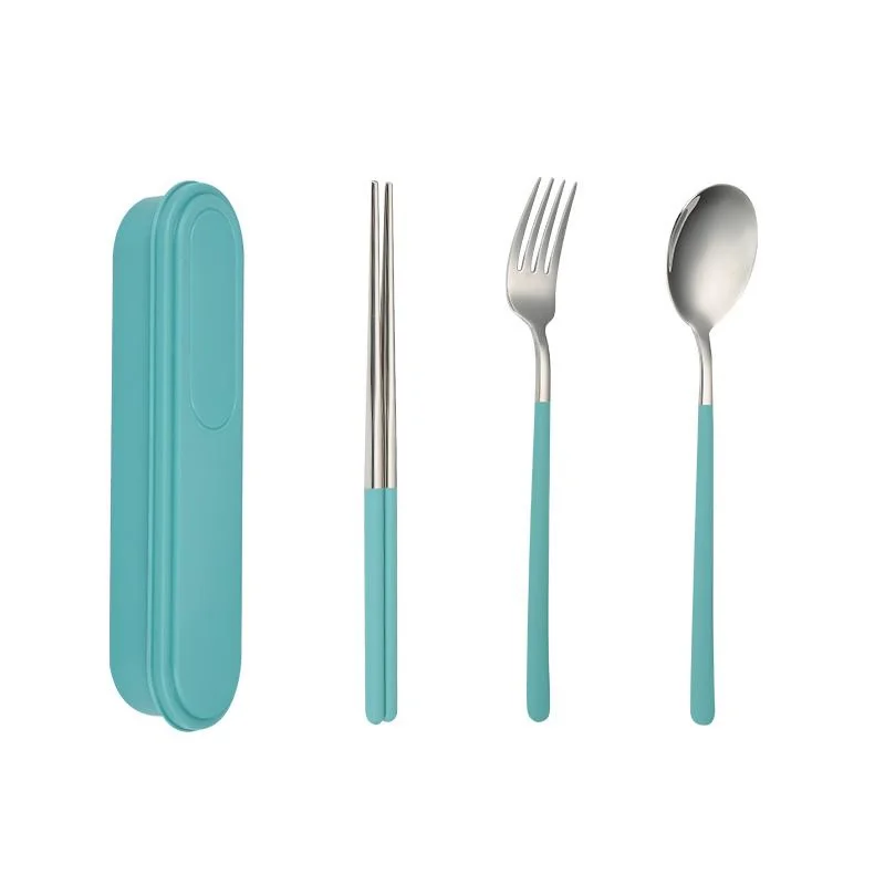 Fast Customization Outdoor Korean Travel 3 in 1 Fork Spoon Chopstick Portable Cutlery Set With Case