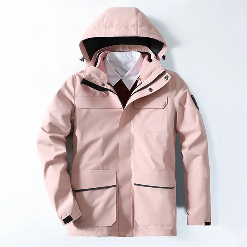 
Outdoor jacket three-in-one two-piece couple detachable waterproof mountaineering suit customization 