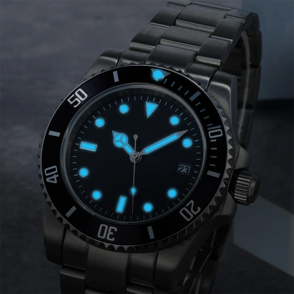 Fashion Black Luxury Diver 10atm Waterproof Luminous Automatic Diver Reloj Automatico Hombre Mechanical Watches Men