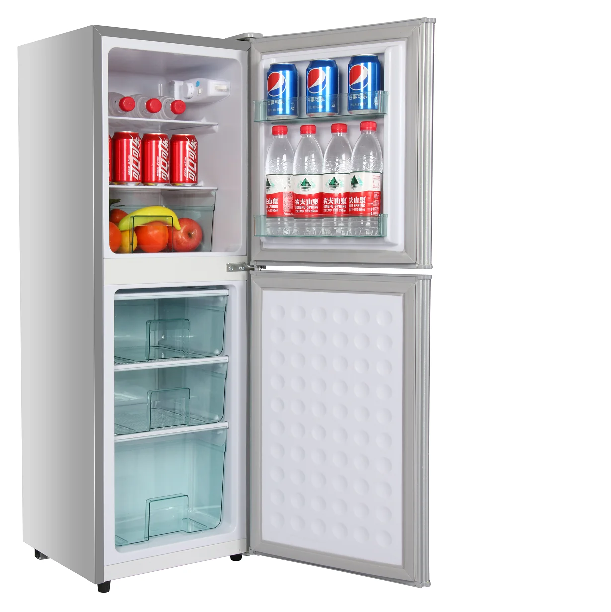 China hot selling 116L small fridge BCD-116W  refrigerate up and freezer down two doors refrigerator