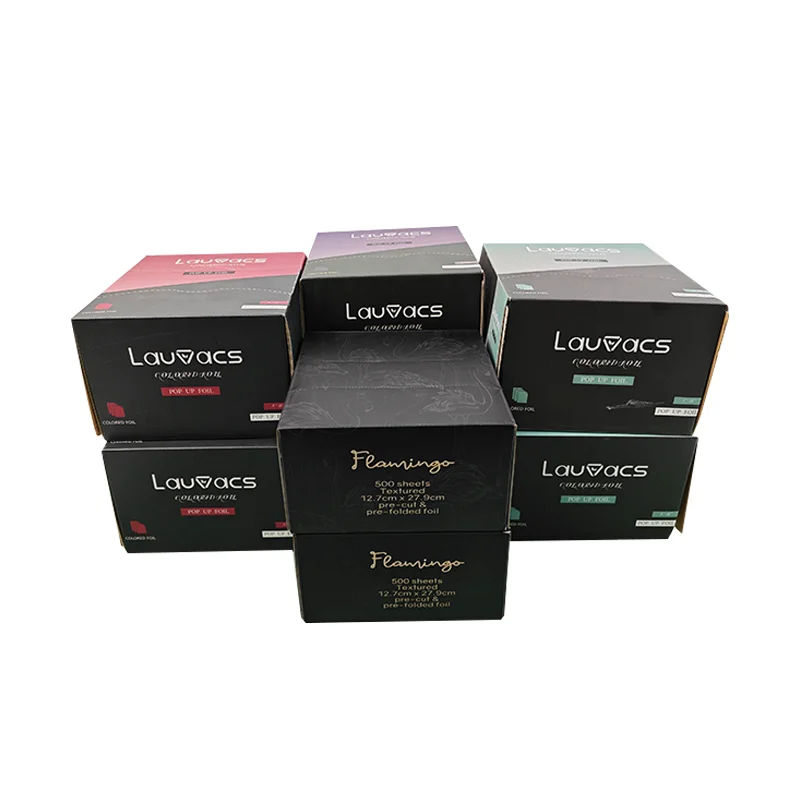 Ready to Ship 127x279mm 500 Sheets Sample Pre cut Embossed Printed Pop up Sheets hair foils for highlighting - 500 foil sheets