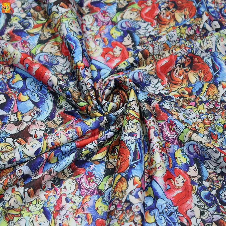 high quality fashion cartoon custom cotton digital printing fabric