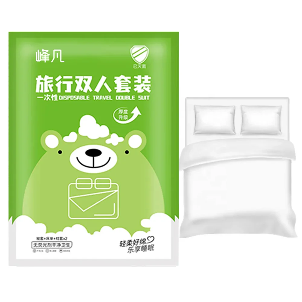 Nature White Sheet Set Organic Nonwoven Disposable Hotel Bed Sheets Set Travel Bedding Set