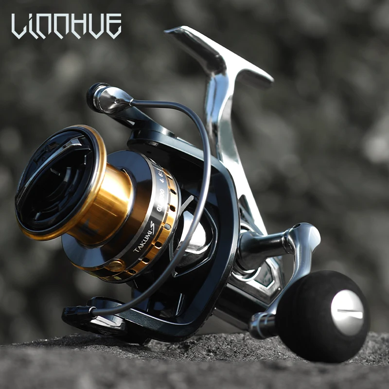 LINNHUE Fishing Reel GL2800-12000 All Metal Spinning 6BB No Gap 4.6:1 12KG Max Drag Saltwater Long Shot Fishing Accessories