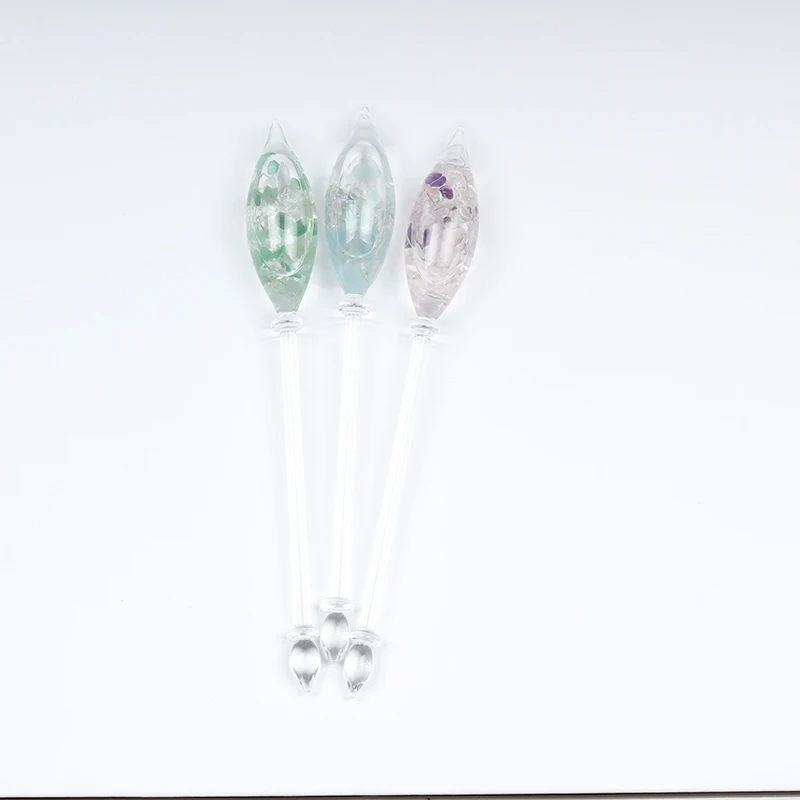 Multifunctional High Borosilicate Crystal Clear Rose Quartz Glass Stirrers for Water Coffee Drinks