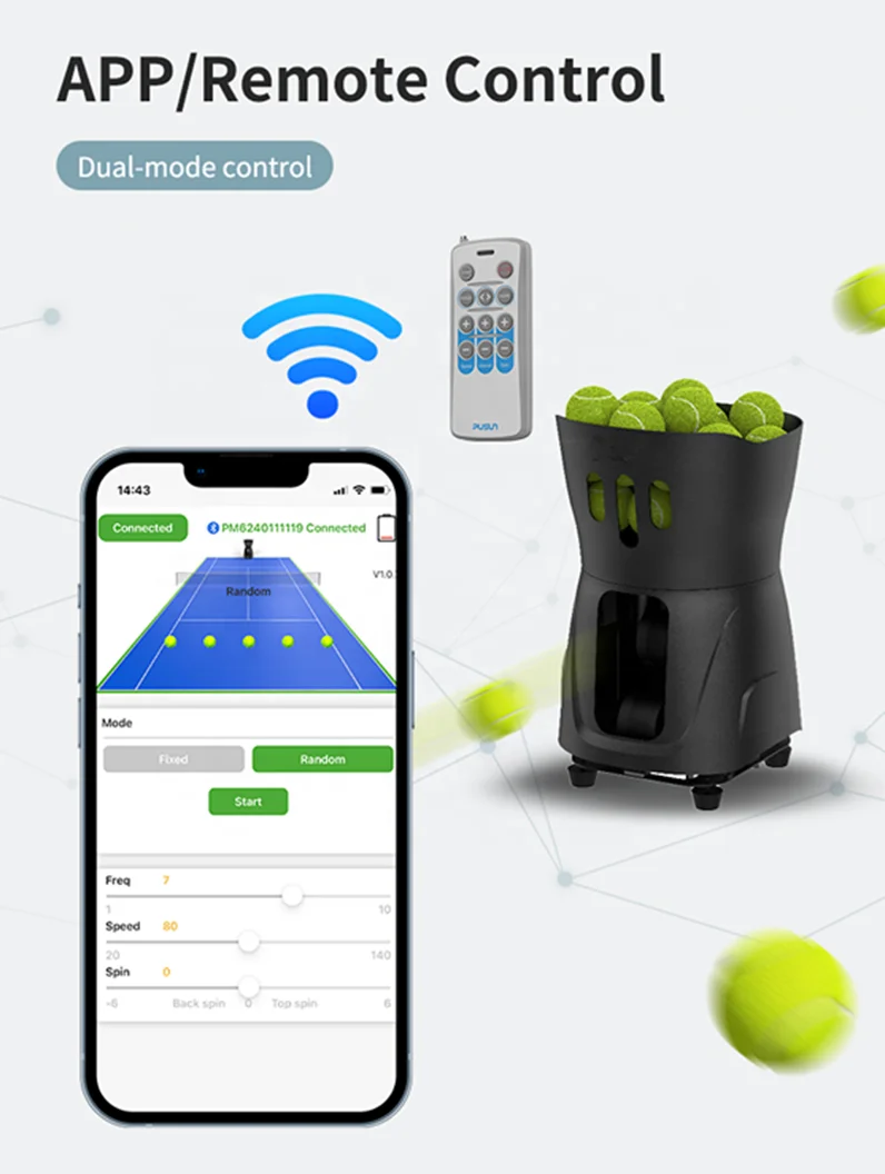 Portable Auto Mini Tennis Trainer Robot ABS APP  Remote Control for Training Factory-Supplied Practice Tennis Ball Machine