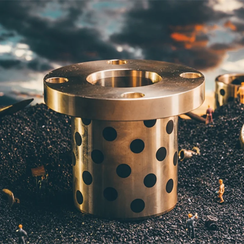 Round Flange Graphite Copper Sleeve Extended Linear Bearing Replace LMF6 Round Flanged Linear Bushing Self-lubricating Bearing
