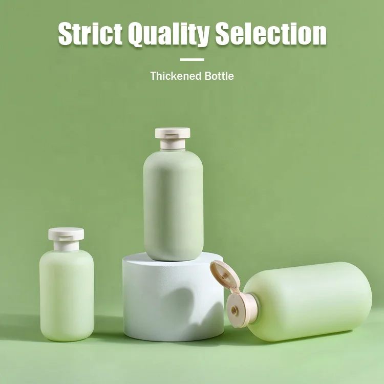 Skincare Packaging Body Wash Set 200ML 300ML 500ML Soft Touch Green Shampoo Bottle Matte Refillable Round Lotion Bottle