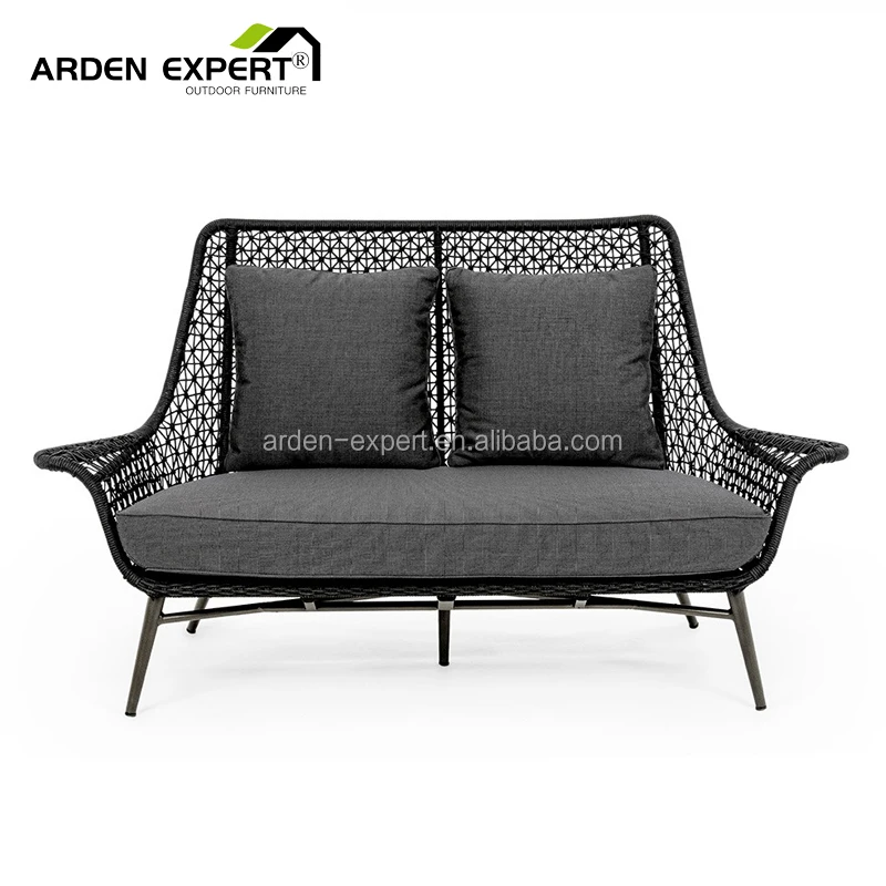 Outdoor PE Rattan Love Sofa Cane Woven 2 Seat Sofa Indoor Outdoor Use