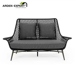 Outdoor PE Rattan Love Sofa Cane Woven 2 Seat Sofa Indoor Outdoor Use