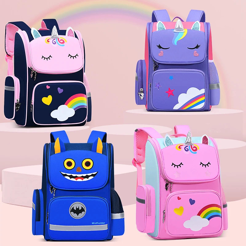 Free Samples Custom Logo Unisex Toddler Children Schoolbag Cartoon Unicorn Bag Bookbag School Backpack For Kids