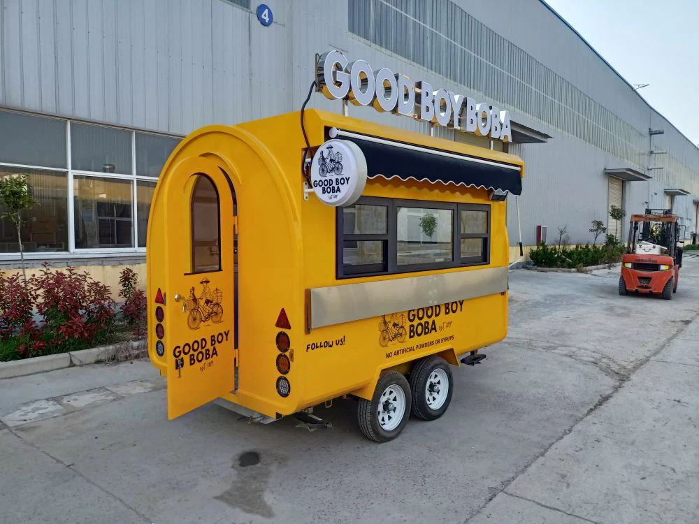 2023 US bubble tea cart NSF approved water sinks sliding window customization LOGO manufactured bubble tea cart for sale