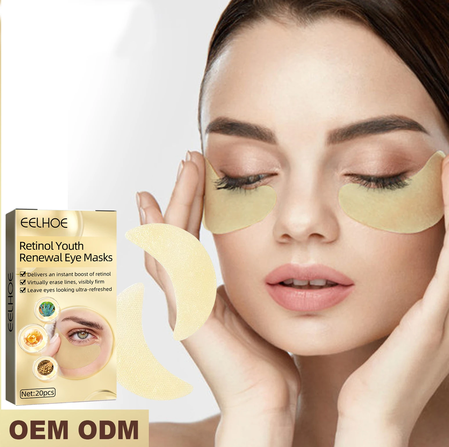 Collagen Eye Mask Reduce Dark Circles Anti-wrinkle Eye Pads Moisture Under Eye Patches Gold 24K Sheet Crystal 3 Years OEM/ODM