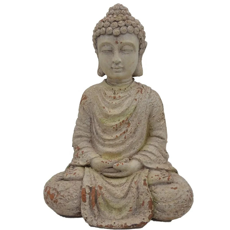 fiberglass sitting Buddha statue outdoor garden lawn decorated with meditation Buddha figurines