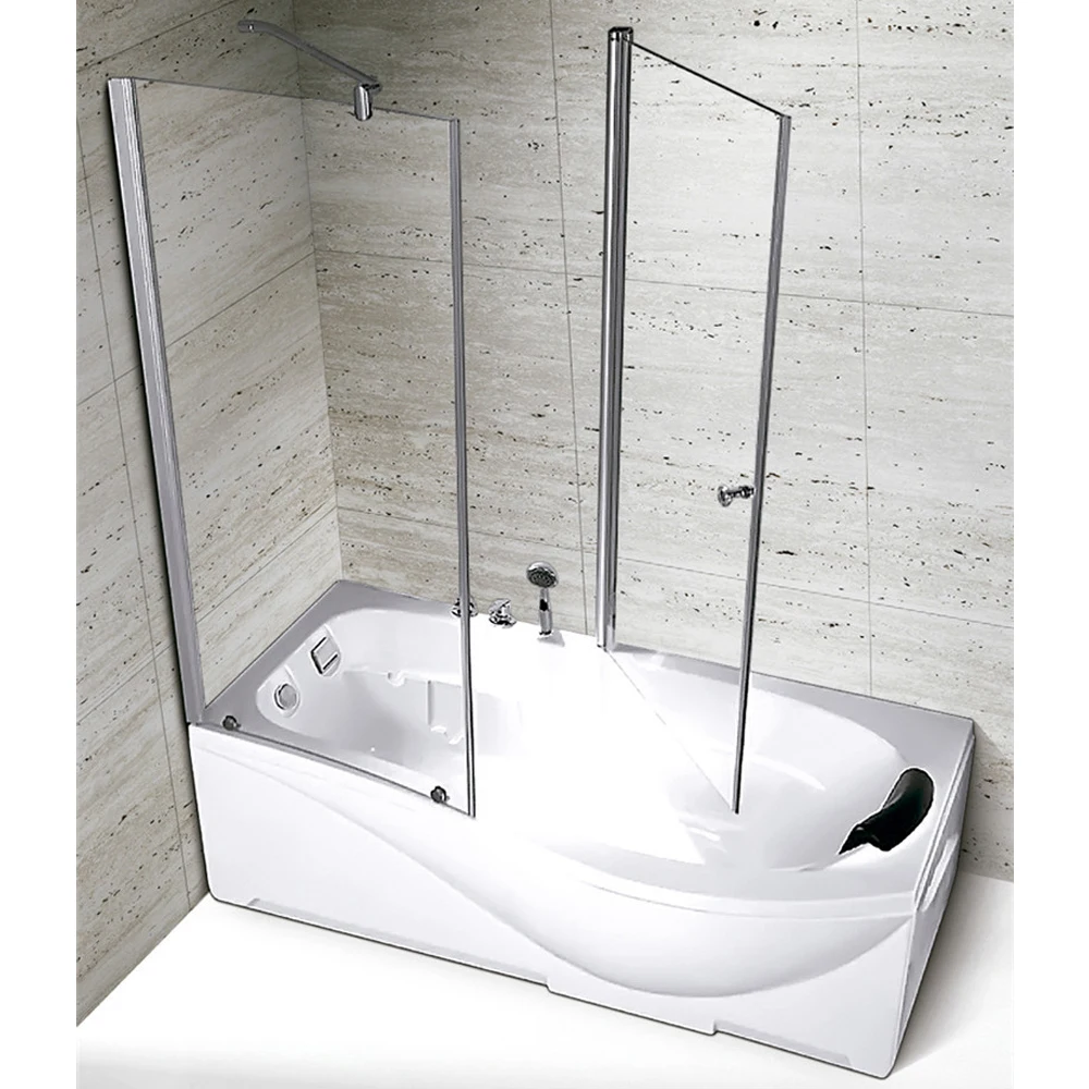 Hinge Bath Shower Glass Partition Panel Frameless For Bathroom Bathtub Glass Shower Screen