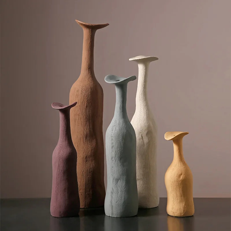 Скандинавская винная бутылка Morandi Керамические роскошные цветочные вазы креативная Минималистичная однотонная ваза современного дизайна для