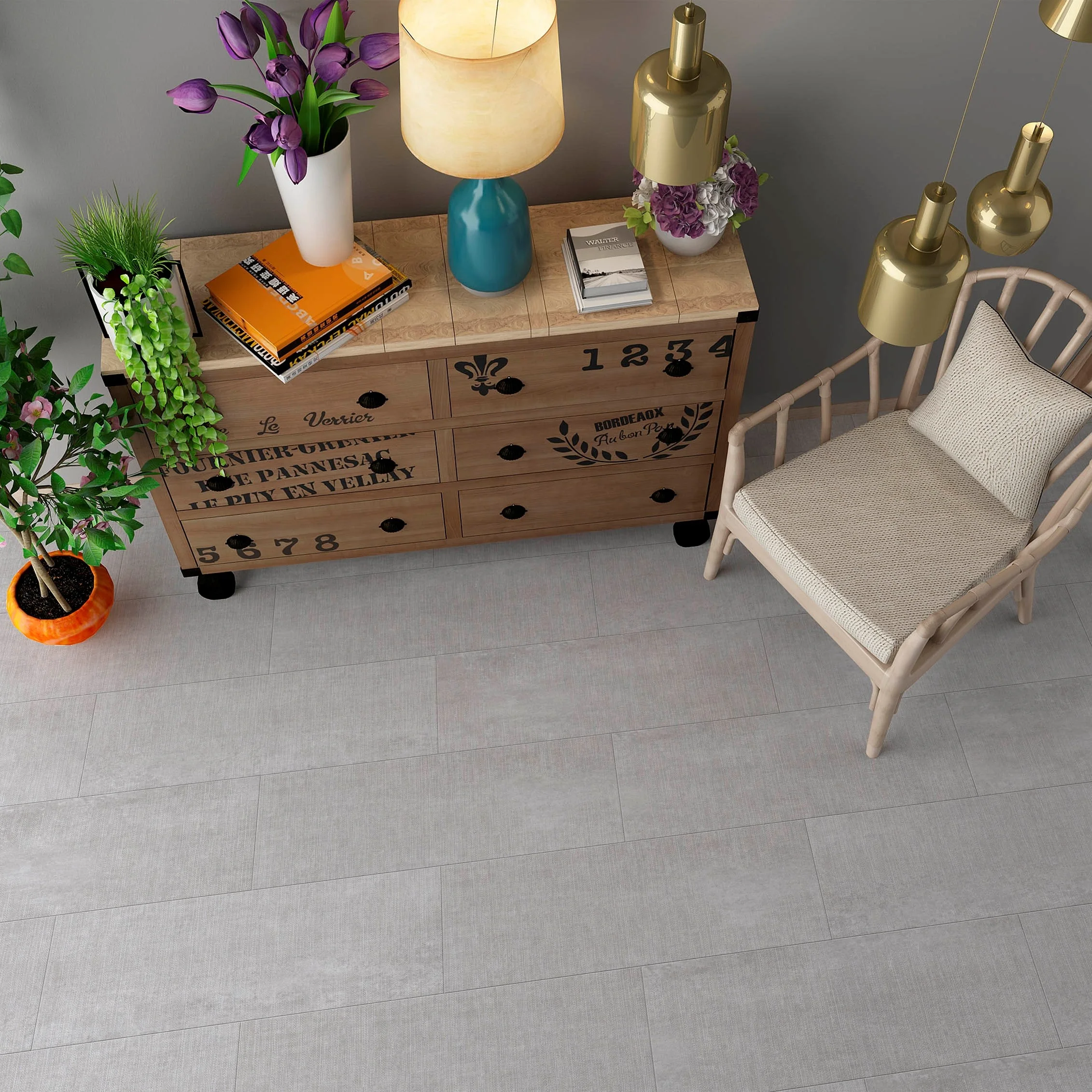 Hotel Project Rooms Vinyl Click Plank Flooring 12 mil Wear Layer Plank with Certificates