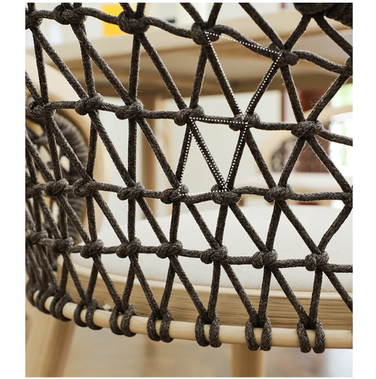 Outdoor Patio Furniture Rope Garden Set Dining Glass Table and 6 Chair Sets for Hotel and Villa
