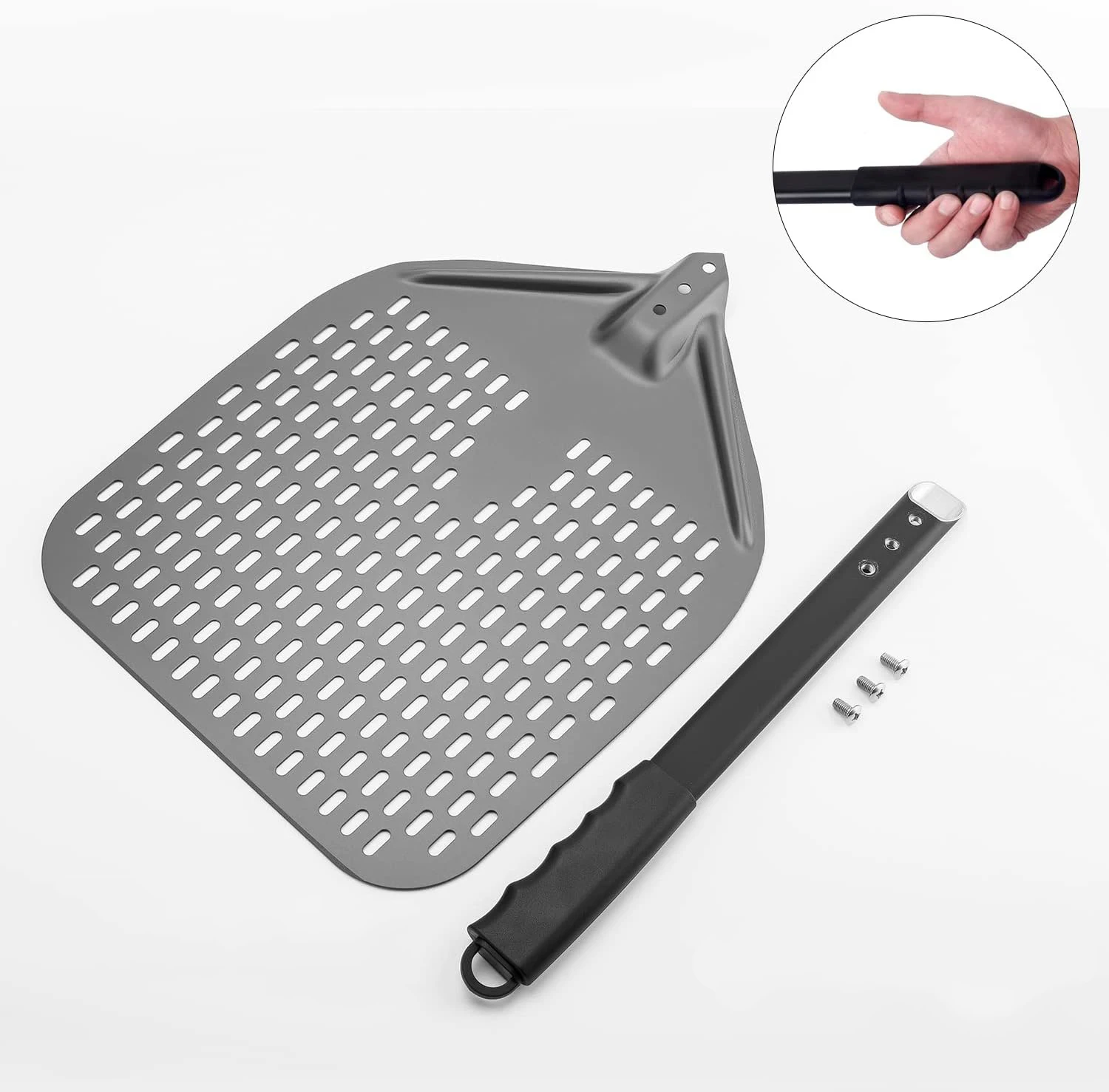 Factory Direct Aluminum Black Pizza Paddle 12 14 Inch Long Handle Sliding Pizza Peel For Restaurant