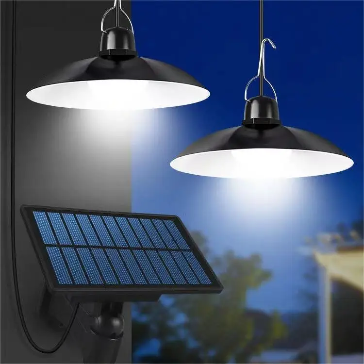 Wholesale LED Hanging Solar Shed Light Chandelier Lamp High Bay Corridor Garden Gazebo Yard Solar Pendant Lights Outdoor Indoor
