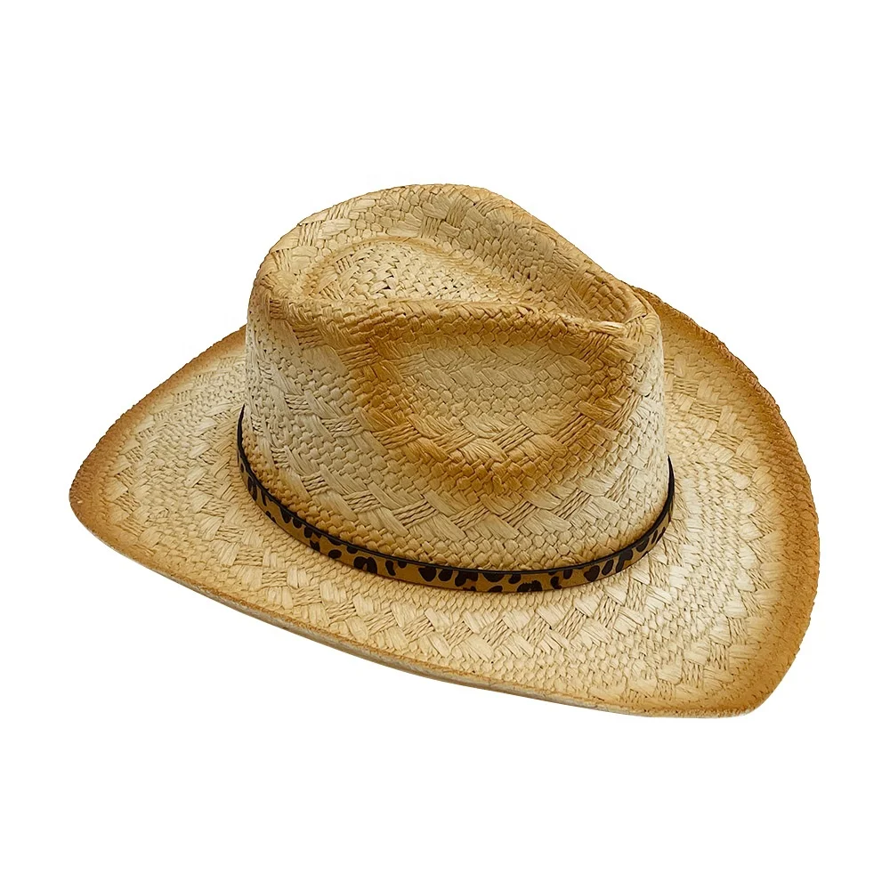 Women And Men Shapeable Sun Hat Wide Brimmed 100% Paper Unisex Straw Cowboy Hat