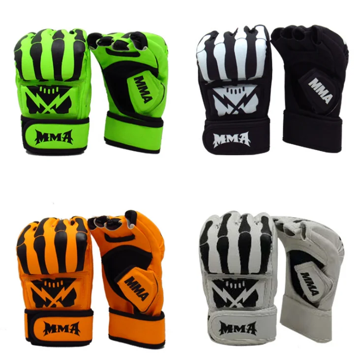 
Custom Bulk Printed Logo Muay Thai MMA Half Finger Sandbag Training Boxing Gloves 