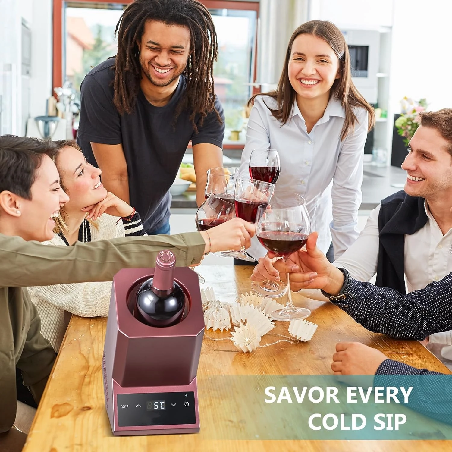 Portable Wine Bottle Chiller Iceless Wine Cooler Kitchen Bar Wine Cellar