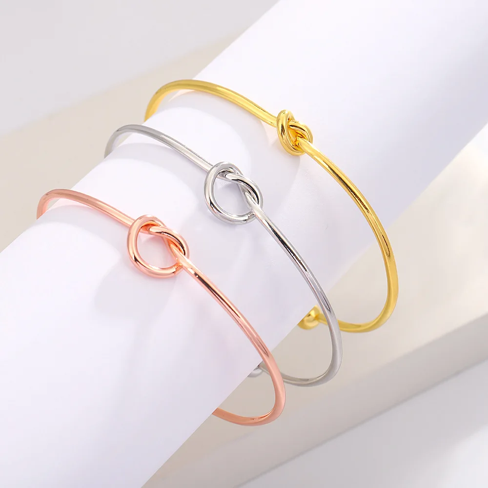 2024 cheap inner diameter 6.5cm Mobius Bracelet Fashion Alloy Hand double knot armband open adjustable cuff bracelet for women