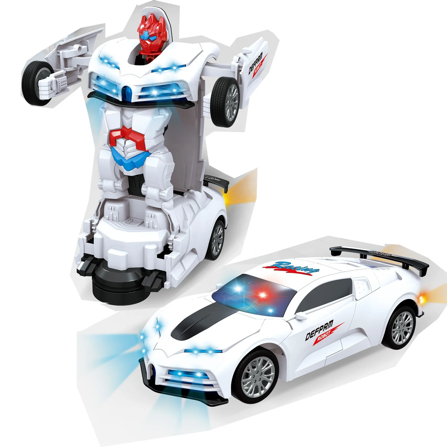 KK New Arrival Deformation Toy Vehicle With Light Music,Automatic Deformation Musical Car Toy Super deformation music robot car