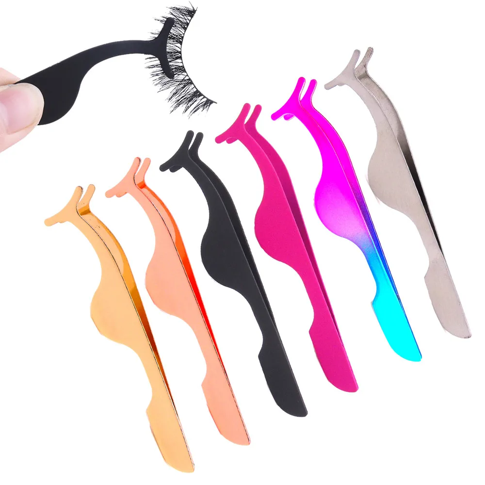 False Eyelash Tweezers Fake Eye Lash Applicator Eyelash Extension Curler Nipper Auxiliary Clip Clamp Makeup Forceps Tools