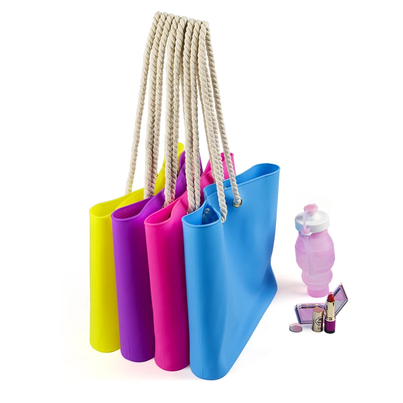 Wholesale Silicone Bag Eco-friendly Durable Silicone Shopping Handbag Beach Bag